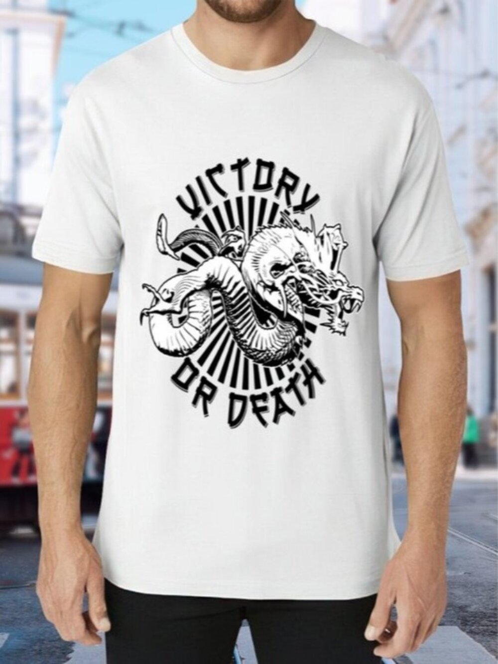 Victory or Death Graphic Tee - White with Black Print